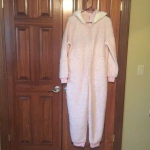 SO Pink Fleece Hooded Onesie